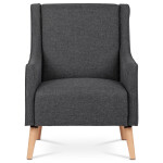 Křeslo, potah černá látka, nohy masiv bříza, přírodní odstín