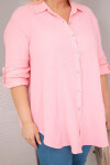 Bavlněná mušelínová košile Plus Size 65622 baby růžová - Kesi UNI