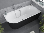 MEXEN - MIA volně stojící rohová vana, pravá 180x80 cm bílo/ černá bez krytky přepadu a zátky 52691808075P-SS
