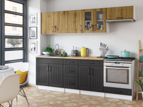 FRONTI Kuchyňská linka BERIZA CHOCO 240cm - Dub artisan + grafit
