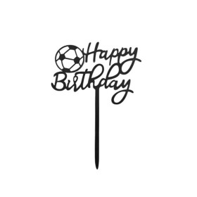Dortisimo Zápich do dortu černý Happy Birthday s fotbalovým míčem