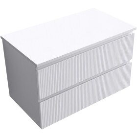 CERANO Koupelnová skříňka Carole + deska pod umyvadlo Navira Slim - 18 mm - bílá matná rýhovaná - 80x49,8x46 cm