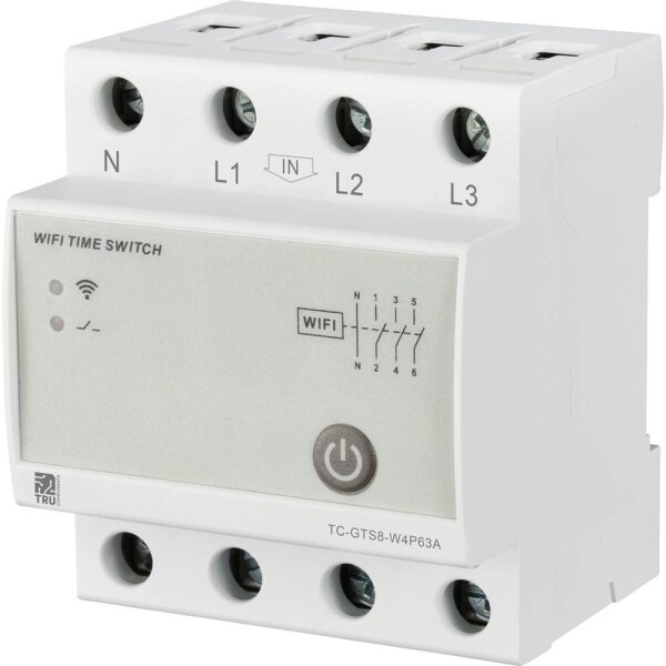 TRU COMPONENTS TC-GTS8-W4P63A TC-12485088 Wi-Fi spínač, 1 min - 24 h, 250 V/AC, 63 A, 1 ks