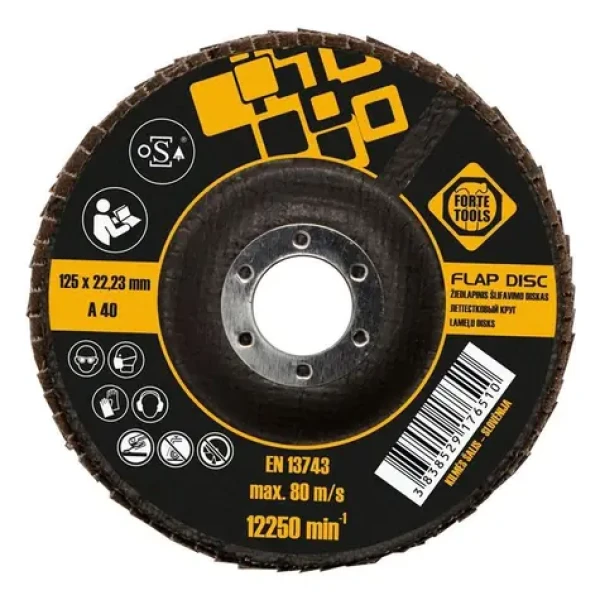 Forte Tools Lamelový brusný kotouč 125 mm / Brusný kotouč / Průměr 125 x 22,23 mm (369626)