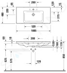 DURAVIT - D-Neo Umyvadlo 1000x480 mm, 1 otvor pro baterii, bílá 2367100000