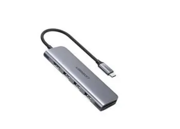 UGREEN USB Hub USB-C 4v1 šedá / USB hub / 3x USB 3.0 / HDMI / SD/TF čtečka karet (1UG1364)