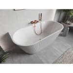 MEXEN/S - Oris volně stojící vana nástěnná reliéf 170 x 80, bílá, sifon a přepad měď kartáčovaná 52871708000-65