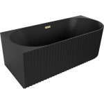 MEXEN/S - Gia volně stojící rohová vana reliéf levá 170 x 80, černá mat, sifon a přepad zlatá kartáčovaná 52701708071L-55