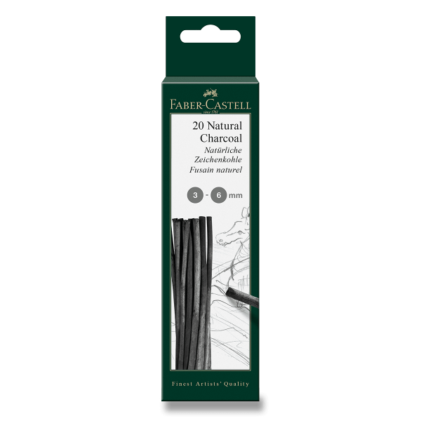 Přírodní uhel Faber-Castell Pitt Monochrome 3-6 mm, 20 kusů