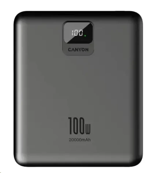 CANYON CNE-CPB20008DG šedá / Powerbanka / 20000mAh / PD 100W / 2x USB-C / 2x USB-A (CNE-CPB2008DG)