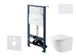 Kielle - Genesis New Set předstěnové instalace, kompaktního klozetu Oudee, Vortex Rimless+, sedátka softclose a tlačítka Gemini New I, lesklá bílá 30528SS37