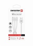 Swissten kabel Textile 3in1 mFi 1,2 m, stříbrná