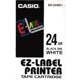 CASIO originální páska do tiskárny štítků CASIO XR-24WE1 / černý tisk / bílý podklad / nelaminovaná / 8m / 24mm (XR-24WE1)