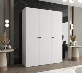 Šatní skříň Abi Parma 1 Rozměry: 150 cm, Pásky / úchyty: Černá, Barva korpusu + barva dveří: Bílá + Bílá