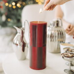 HAY Svíčka Column Candle L Wine and Bordeaux Large Check 170 h, červená barva, vosk