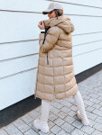 Dámská prošívaná zimní bunda s kapucí MENSI tmavě béžová FashionStreet TY3970 XL