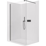 CERANO Sprchová zástěna Walk-in Onyx Round L/P - 8 mm - kulatá vzpěra - černá matná, transparentní sklo - 40x200 cm
