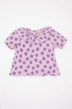 DEFACTO Baby Girl Floral Waffle Short Sleeve T-Shirt