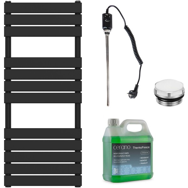 CERANO - Koupelnový elektrický radiátorový set Claude - 600W - černá matná - 1200x500 mm CER-680554