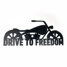 Dřevěná nástěnná černá dekorace Drive to Freedom