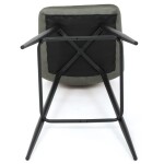 Židle barová, zelená látka, čtyřnohá kovová podnož, černý mat