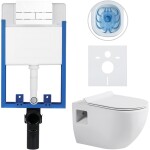 CERANO Kompletní WC set Profi/Dure - bílá lesklá - WC tlačítko Line/Bílá - pro zazdění - 51x35 cm