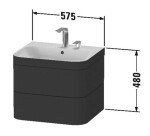 DURAVIT - Happy D.2 Plus Skříňka s umyvadlem 48x58x49 cm, 2 zásuvky, bílá vysoký lesk HP4635O2222