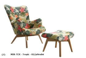 Křeslo Pik MIR-TEX Tropic 02 a podnožka Provedení: Pouze křeslo, Nožičky: Ořech, látka: MIR-TEX - tropik 02