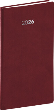 Týdenní diář 2026 NOTIQUE kapesní - Balakon bordó, 9 x 15,5 cm