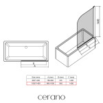 CERANO - Vanová zástěna jednodílná Chiara L/P - černá/transparentní sklo - 100x140 - otočná CER-476849
