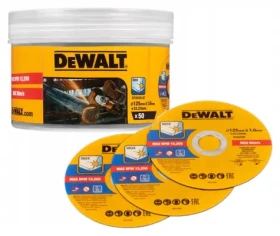 DeWalt Sada řezných kotoučů na nerezovou ocel 125 mm, 50 ks / Řezný kotouč / Průměr 125x22,23 mm / Tloušťka 1 mm (DT20598)