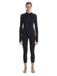 Dámské merino tričko s dlouhým rukávem ICEBREAKER Wmns 300 MerinoFinePolar LS Half Zip, Black velikost: XL