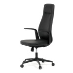 Kancelářské křeslo, černá ekokůže, houpací mechanismus s aretací ve 3 polohách, kovový kříž, kolečka pro tvrdé povrchy