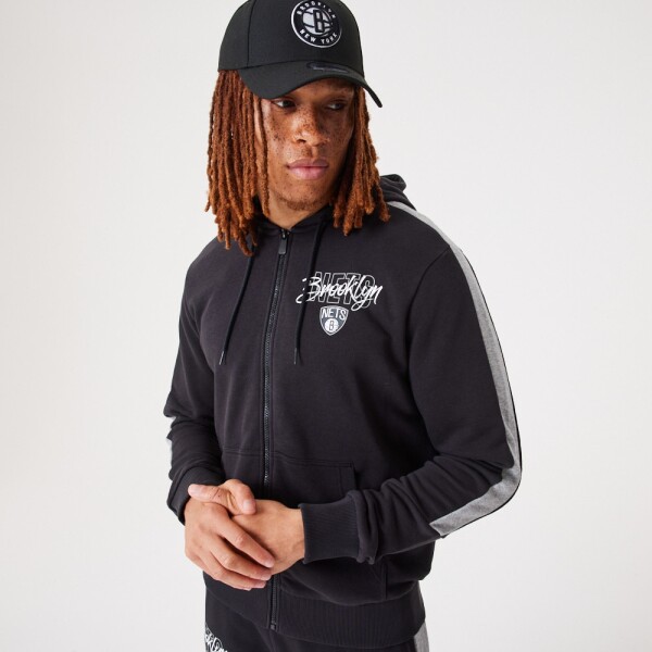 New Era Pánská mikina Brooklyn Nets NBA Script Full-Zip Hoodie Velikost: S