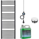 CERANO Koupelnový elektrický radiátorový set Stefano - WIFI - 600W - černá matná - 1210x650 mm