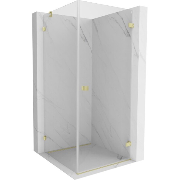 MEXEN/S - Lunar-B sprchový kout dveře křídlové pravá 80 x 80, transparent, zlato kartáčovaná 832-080-080-55-00-P