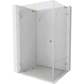 MEXEN/S - Lunar-F L sprchový kout skládací dveře levá 90 x 80, transparent, zlato 836L-090-080-50-00-L