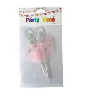 Dortisimo Zápich do dortu Baletky 2 stříbrné s růžovou sukní (2 ks)