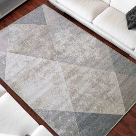 DumDekorace Béžový koberec s moderním geometrickým vzorem