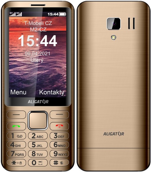 Aligator D950 zlatá / 3.5 TFT / Dual SIM / SOS tlačítko | Locator | SMS / FM rádio / svítilna (AD950GD)