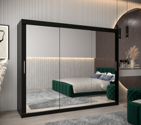 Šatní skříň Abi T3 Barva korpusu: Černá, Rozměry: 250 cm, Dveře: Černá