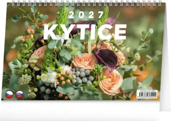NOTIQUE Stolní kalendář Kytice CZ/SK 2027 / 23,1 x 14,5 cm