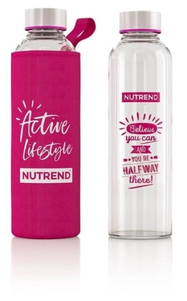 Nutrend Sportovní lahev skleněná, 500 ml - růžová s termoobalem