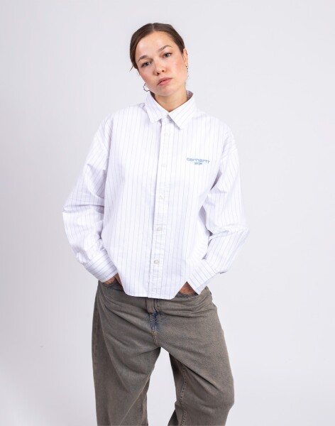 Carhartt WIP W' L/S Cassel Shirt Cassel Stripe, White/Bleach XS