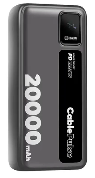Obal:Me CablePulse 20000mAh 22,5W černá / Powerbanka / integrované kabely / USB-C / USB-A (8596311292484)