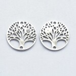 Mezidíl z nerezové oceli s kubickým zirkonem - různá provedení - strom života - 15 x 15 x 2 mm - 1 ks Barva: Zlatá
