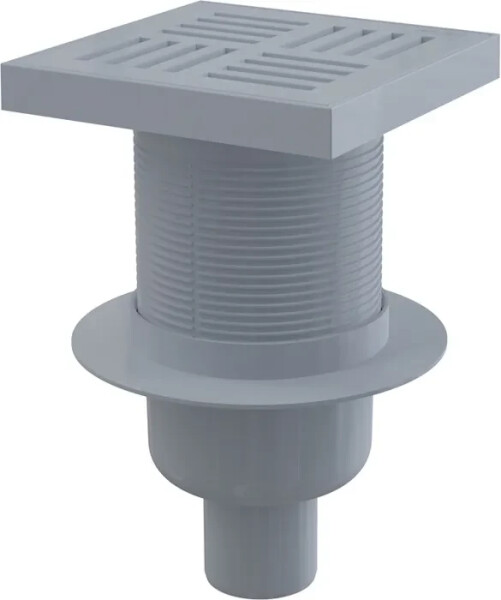 Alcadrain 1 - Alcadrain Podlahová vpust 150×150/50 mm přímá, mřížka šedá, vodní zápachová uzávěra APV6211 APV6211