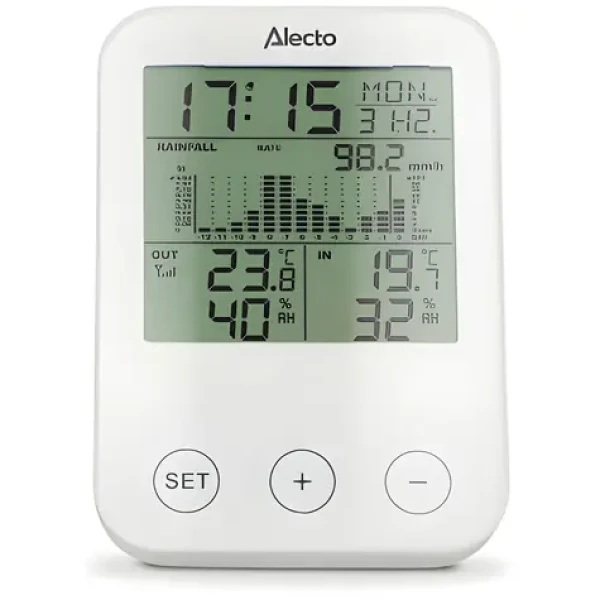 Alecto WS-1200 černá, šedá / Meteostanice / bezdrátový senzor / dosah 30 m / LCD 8,9 cm (WS-1200)