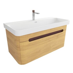 Koupelnová skříňka s umyvadlem SAT Fusion 97,5x43x45 cm dub medový mat SATFUSION100DMMWBA SATFUSION100DMMWBA