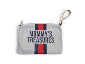 Childhome Mommy Clutch Canvas šedá Stripes červená /modrá